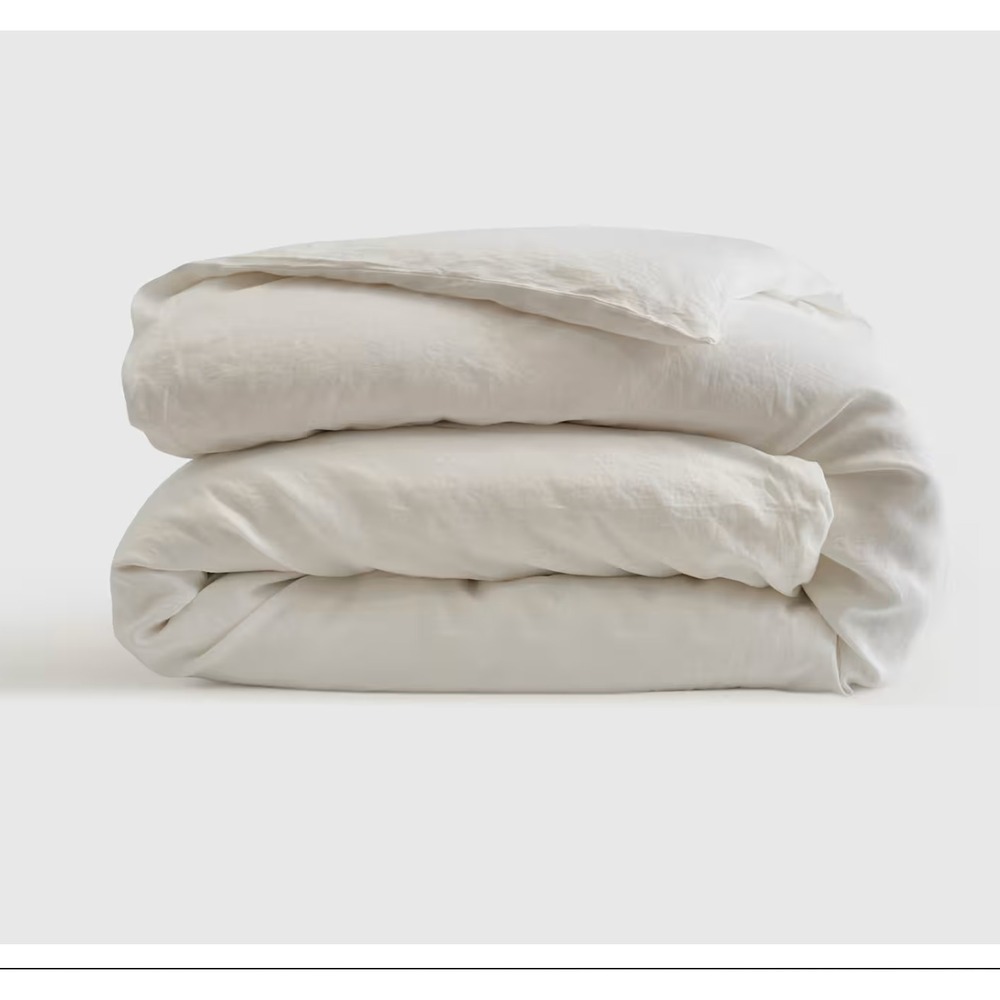 Quince European Linen Duvet Cover King/Cal King White NO SHAMS